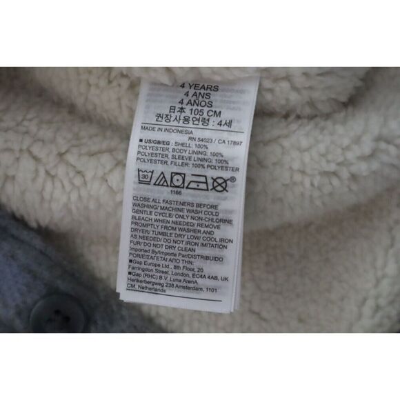 Baby GAP Toddler Sz 4 Years Sky Blue Plaid Sherpa-Lined Flannel Shirt Jacket - Picture 6 of 8